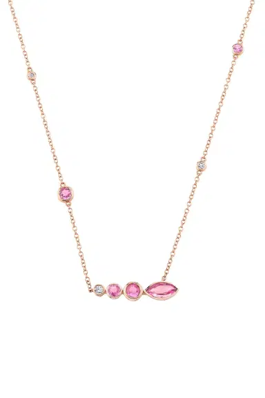 SHAY JEWELRY Pink Sapphire Diamond Riviera Station Necklace | Thumbnail 2 SHAY JEWELRY Pink Sapphire Diamond Riviera Station Necklace | Thumbnail 2