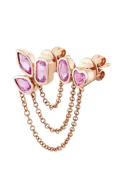 SHAY JEWELRY Pink Sapphire Duo Chain Link Stud Earring | Thumbnail 3 SHAY JEWELRY Pink Sapphire Duo Chain Link Stud Earring | Thumbnail 3
