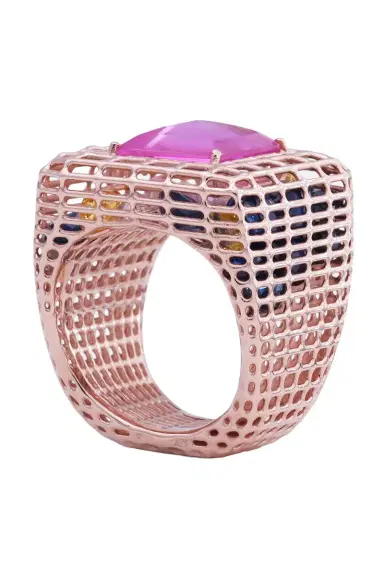 SARA KATHERINE JACOBSON Pink Sapphire Loud Cagey Ring | Thumbnail 3 SARA KATHERINE JACOBSON Pink Sapphire Loud Cagey Ring | Thumbnail 3