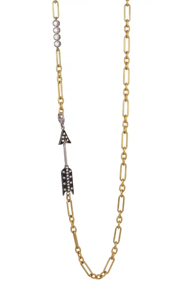 Sylva & Cie Diamond Bow And Arrow Necklace