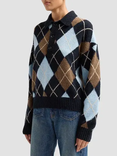A.L.C. Women's Lennon Argyle Polo Sweater | Thumbnail 4
