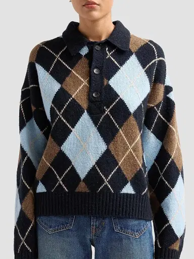 A.L.C. Women's Lennon Argyle Polo Sweater | Thumbnail 5