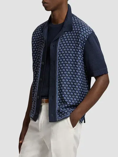 Ralph Lauren Purple Label Men's Camp-Collar Short-Sleeve Cardigan | Thumbnail 5 Ralph Lauren Purple Label Men's Camp-Collar Short-Sleeve Cardigan | Thumbnail 5
