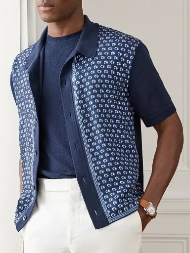 Ralph Lauren Purple Label Men's Camp-Collar Short-Sleeve Cardigan | Thumbnail 7 Ralph Lauren Purple Label Men's Camp-Collar Short-Sleeve Cardigan | Thumbnail 7