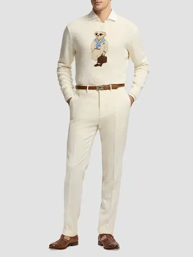 Ralph Lauren Purple Label Men's Polo Bear Silk-Linen Long-Sleeve Sweater | Thumbnail 2