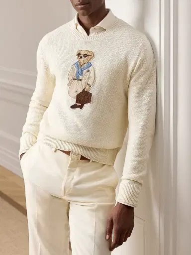Ralph Lauren Purple Label Men's Polo Bear Silk-Linen Long-Sleeve Sweater | Thumbnail 8