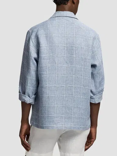 Ralph Lauren Purple Label Men's Windowpane Glen Plaid Linen Sport Shirt | Thumbnail 3 Ralph Lauren Purple Label Men's Windowpane Glen Plaid Linen Sport Shirt | Thumbnail 3