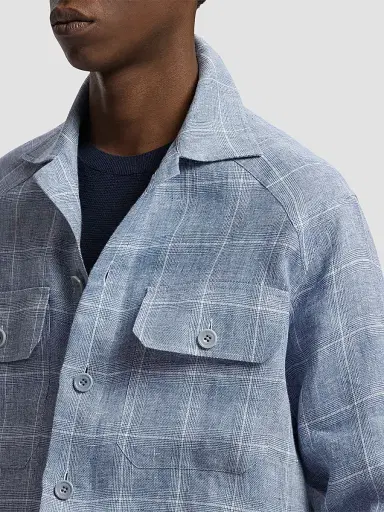 Ralph Lauren Purple Label Men's Windowpane Glen Plaid Linen Sport Shirt | Thumbnail 6 Ralph Lauren Purple Label Men's Windowpane Glen Plaid Linen Sport Shirt | Thumbnail 6