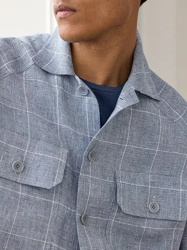 Ralph Lauren Purple Label Men's Windowpane Glen Plaid Linen Sport Shirt | Thumbnail 9 Ralph Lauren Purple Label Men's Windowpane Glen Plaid Linen Sport Shirt | Thumbnail 9