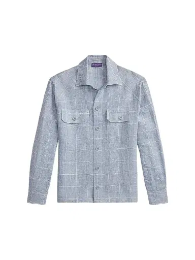 Ralph Lauren Purple Label Men's Windowpane Glen Plaid Linen Sport Shirt | Thumbnail 1 Ralph Lauren Purple Label Men's Windowpane Glen Plaid Linen Sport Shirt | Thumbnail 1