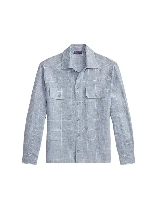Ralph Lauren Purple Label Men's Windowpane Glen Plaid Linen Sport Shirt