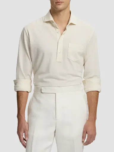 Ralph Lauren Purple Label Men's Soft Cotton Long-Sleeve Polo Shirt | Thumbnail 4
