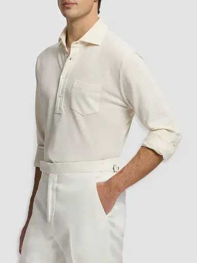 Ralph Lauren Purple Label Men's Soft Cotton Long-Sleeve Polo Shirt | Thumbnail 6