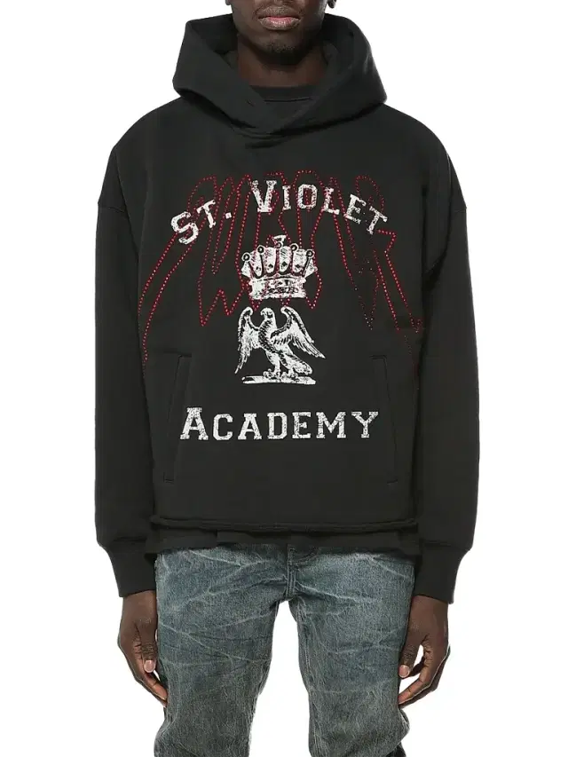 Purple Brand Men's Embellished Graphic Cotton Fleece Oversized Hoodie