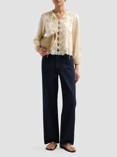 DÔEN Women's Lucine Lace-Trim Silk Blouse | Thumbnail 2 DÔEN Women's Lucine Lace-Trim Silk Blouse | Thumbnail 2