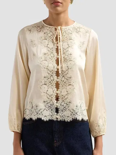 DÔEN Women's Lucine Lace-Trim Silk Blouse | Thumbnail 5 DÔEN Women's Lucine Lace-Trim Silk Blouse | Thumbnail 5