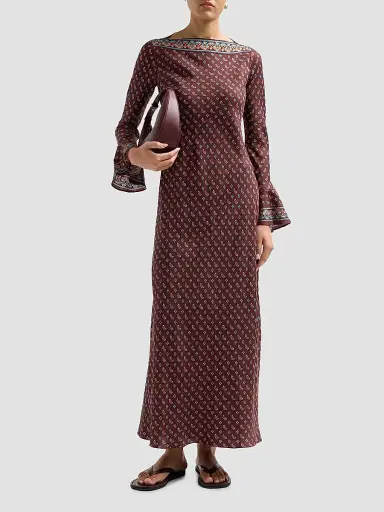 DÔEN Women's Davina Paisley Silk Bias-Cut Maxi Dress | Thumbnail 2 DÔEN Women's Davina Paisley Silk Bias-Cut Maxi Dress | Thumbnail 2