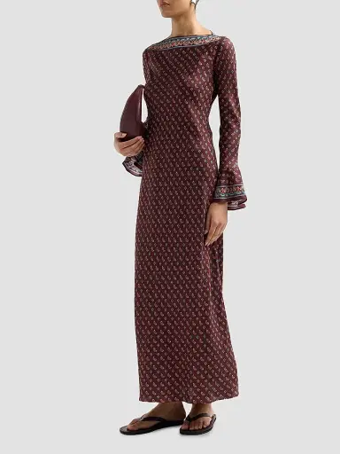 DÔEN Women's Davina Paisley Silk Bias-Cut Maxi Dress | Thumbnail 4 DÔEN Women's Davina Paisley Silk Bias-Cut Maxi Dress | Thumbnail 4
