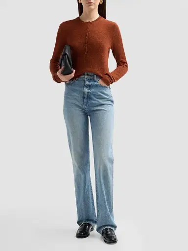 DÔEN Women's Heath Cashmere Henley Sweater | Thumbnail 2 DÔEN Women's Heath Cashmere Henley Sweater | Thumbnail 2