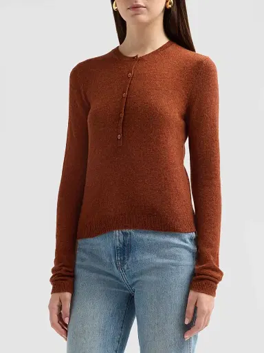 DÔEN Women's Heath Cashmere Henley Sweater | Thumbnail 4 DÔEN Women's Heath Cashmere Henley Sweater | Thumbnail 4
