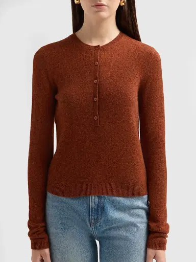 DÔEN Women's Heath Cashmere Henley Sweater | Thumbnail 5 DÔEN Women's Heath Cashmere Henley Sweater | Thumbnail 5