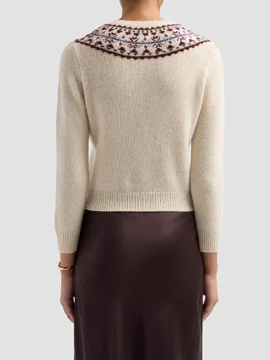 DÔEN Women's Olympe Fair Isle-Inspired Cashmere Cardigan | Thumbnail 3