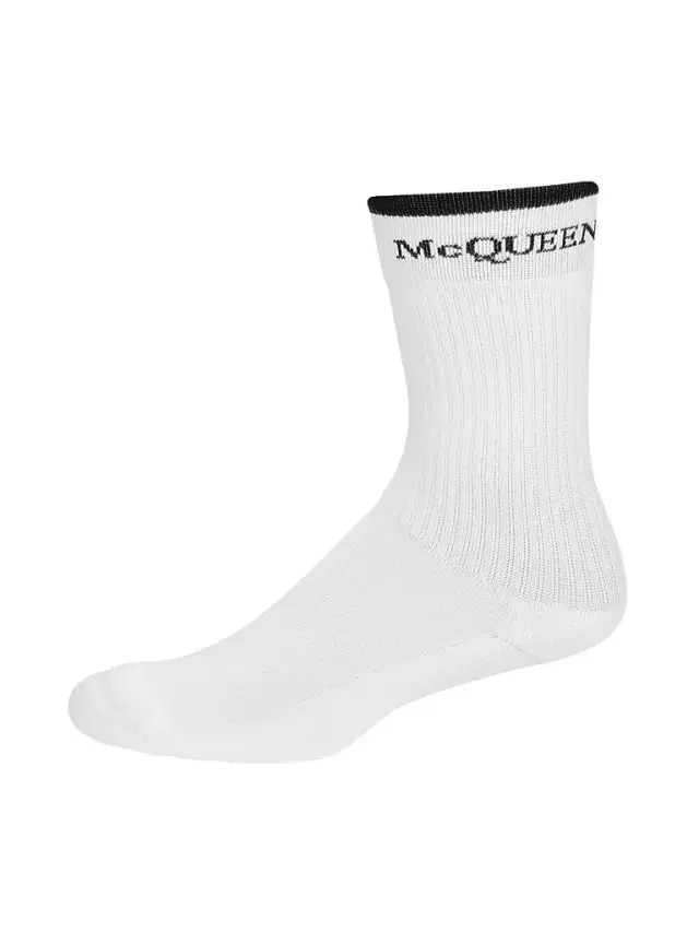 Alexander McQueen Men's Reversible Logo Mid-Calf Socks