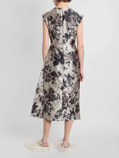 Erdem Women's Draped Floral Textured Satin Midi Dress | Thumbnail 3 Erdem Women's Draped Floral Textured Satin Midi Dress | Thumbnail 3