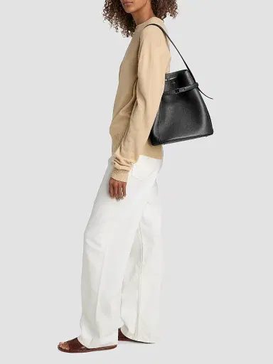 TOTEME Women's Belted Grained-Leather Bucket Bag | Thumbnail 3