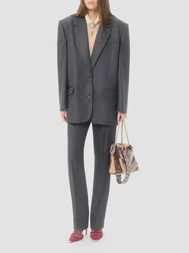 Valentino Garavani Women's Textured Silk Wool Pants | Thumbnail 2 Valentino Garavani Women's Textured Silk Wool Pants | Thumbnail 2