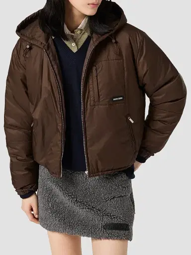 Miu Miu Women's Cropped Ripstop Down Jacket | Thumbnail 2 Miu Miu Women's Cropped Ripstop Down Jacket | Thumbnail 2