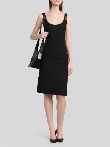 Versace Women's Medusa Button Wool Grain De Poudre Mini Dress | Thumbnail 2 Versace Women's Medusa Button Wool Grain De Poudre Mini Dress | Thumbnail 2