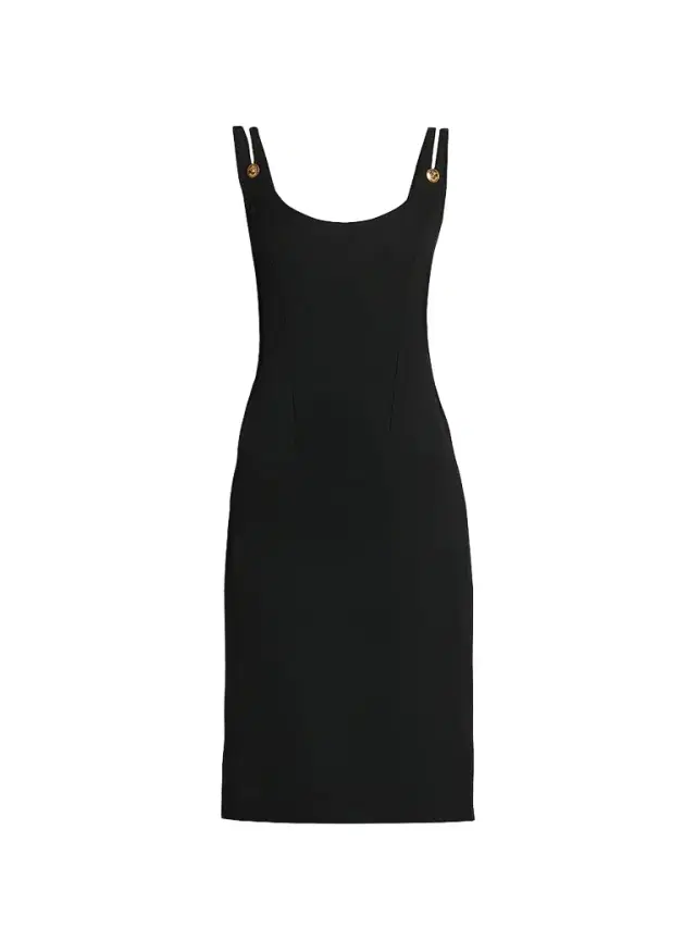 Women's Medusa Button Wool Grain De Poudre Mini Dress