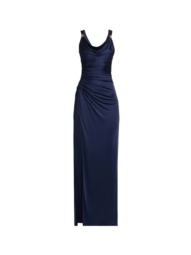 Versace Women's Medusa Button Liquid Jersey Gown