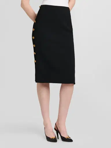 Versace Women's Medusa Button Cady Pencil Skirt | Thumbnail 4 Versace Women's Medusa Button Cady Pencil Skirt | Thumbnail 4