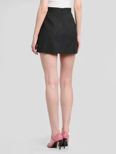 Versace Women's Pinstripe Wool Twill Mini Skirt | Thumbnail 3 Versace Women's Pinstripe Wool Twill Mini Skirt | Thumbnail 3