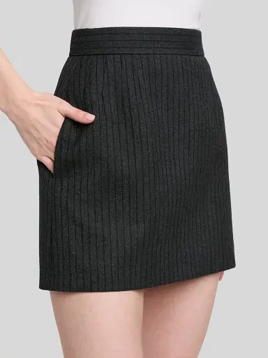 Versace Women's Pinstripe Wool Twill Mini Skirt | Thumbnail 5 Versace Women's Pinstripe Wool Twill Mini Skirt | Thumbnail 5