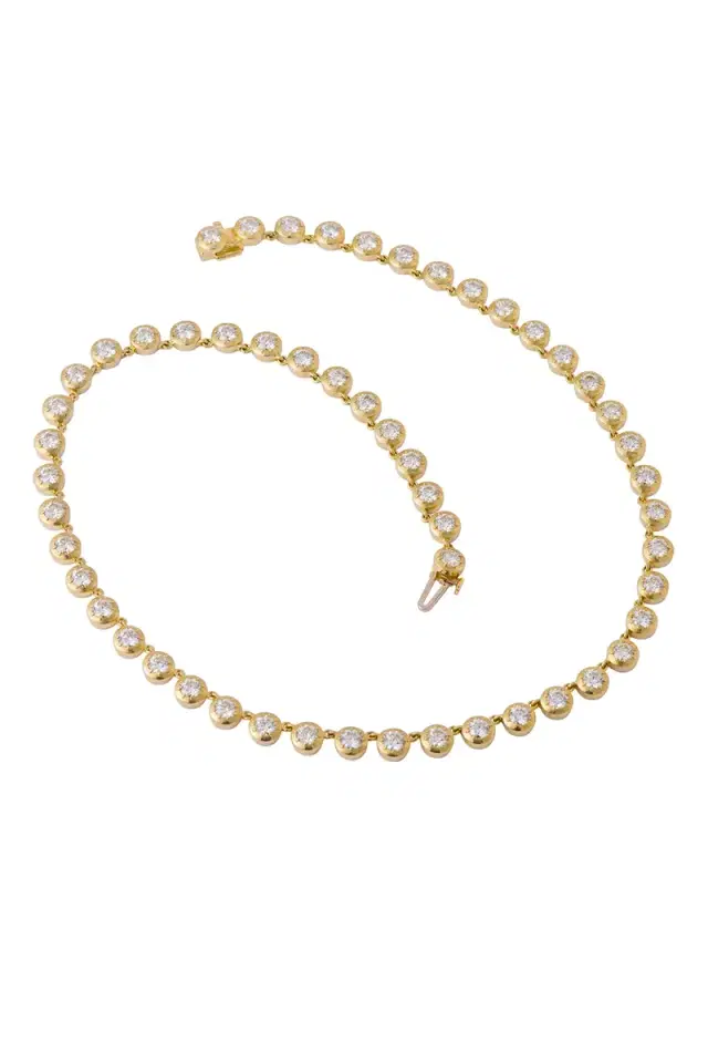 Sylva & Cie Diamond Collet Round Necklace