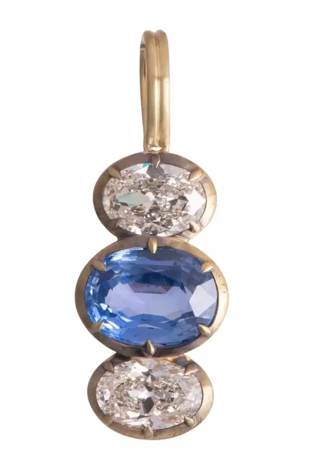 Sylva & Cie Sapphire Diamond Triple Drop Pendant