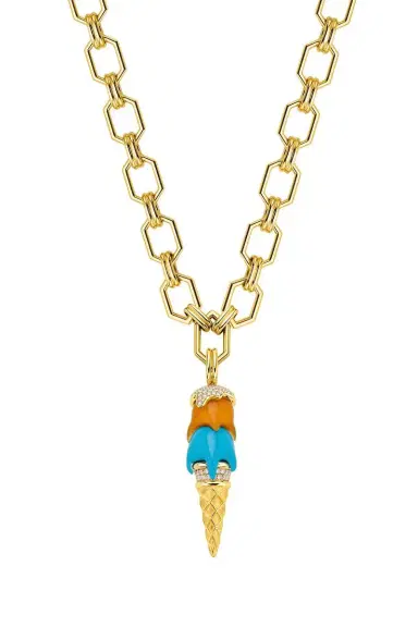 EDINA KISS Chalcedony Turquoise Diamond Cone Pendant | Thumbnail 2 EDINA KISS Chalcedony Turquoise Diamond Cone Pendant | Thumbnail 2