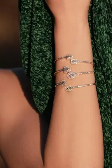 U LOS ANGELES Diamond Baguette U Duo Bangle Braclet | Thumbnail 2