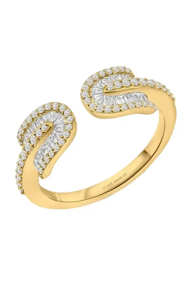 U LOS ANGELES Diamond Baguette U Duo Open Ring