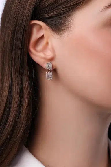 U LOS ANGELES Diamond Baguette U Floating Earrings | Thumbnail 2 U LOS ANGELES Diamond Baguette U Floating Earrings | Thumbnail 2