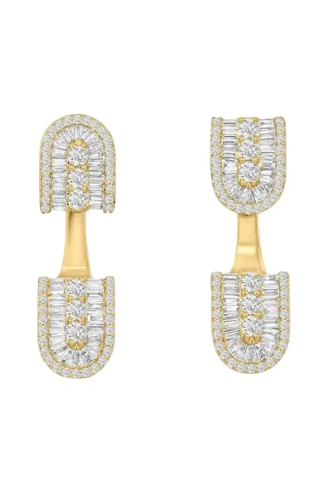 U LOS ANGELES Diamond Baguette U Floating Earrings