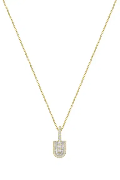U LOS ANGELES Diamond Baguette U Solo Charm Necklace | Thumbnail 1 U LOS ANGELES Diamond Baguette U Solo Charm Necklace | Thumbnail 1