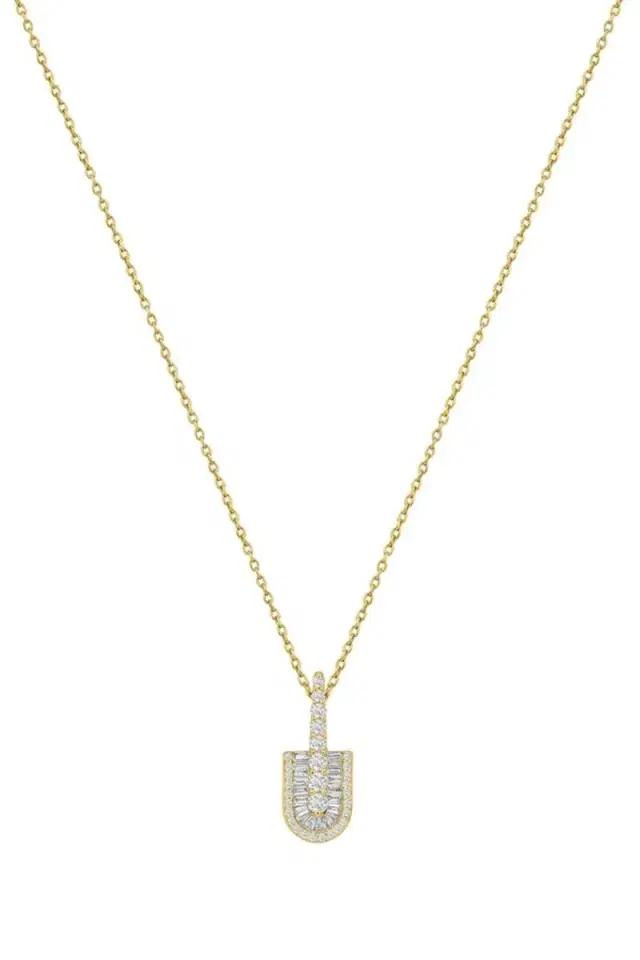 U LOS ANGELES Diamond Baguette U Solo Charm Necklace