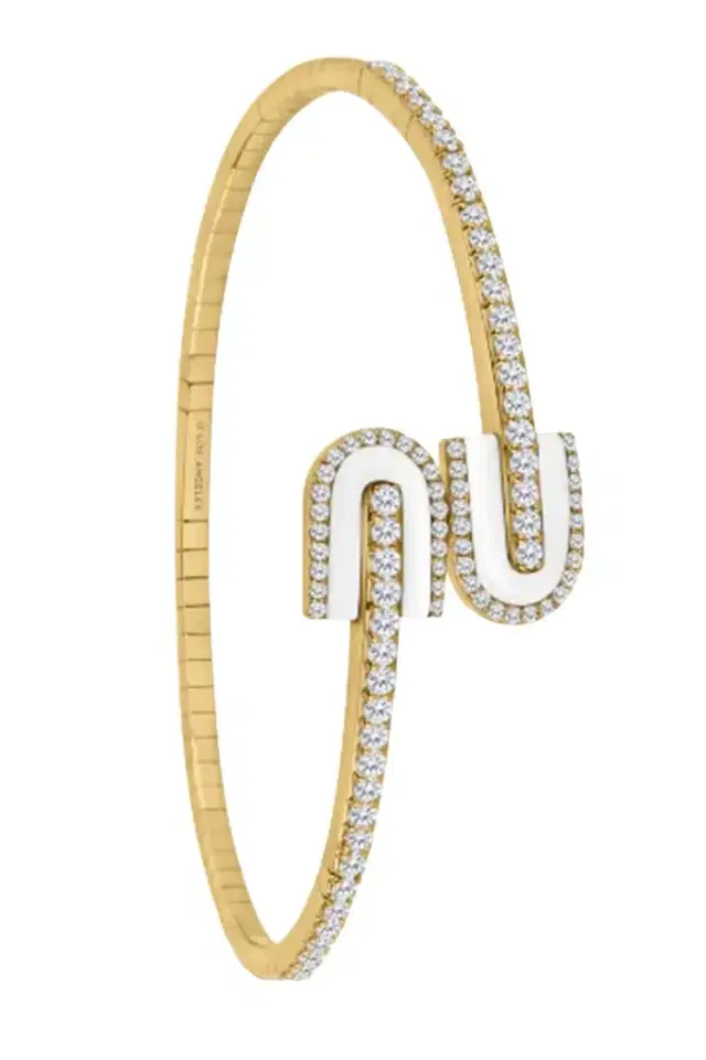 U LOS ANGELES Diamond White Quartz U Duo Maxi Bangle Bracelet