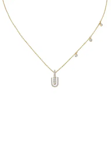 U LOS ANGELES Diamond White U Solo Charm Necklace | Thumbnail 1 U LOS ANGELES Diamond White U Solo Charm Necklace | Thumbnail 1