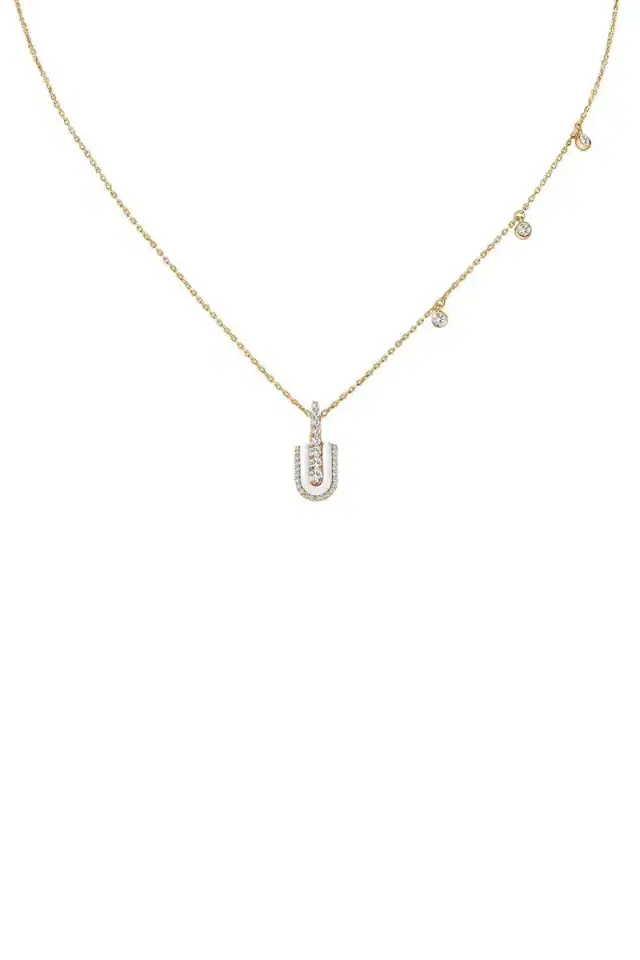 U LOS ANGELES Diamond White U Solo Charm Necklace
