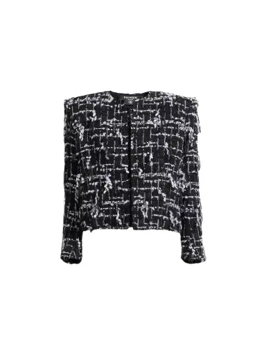 Balmain Cropped jacket in fringed tweed | Thumbnail 1 Balmain Cropped jacket in fringed tweed | Thumbnail 1